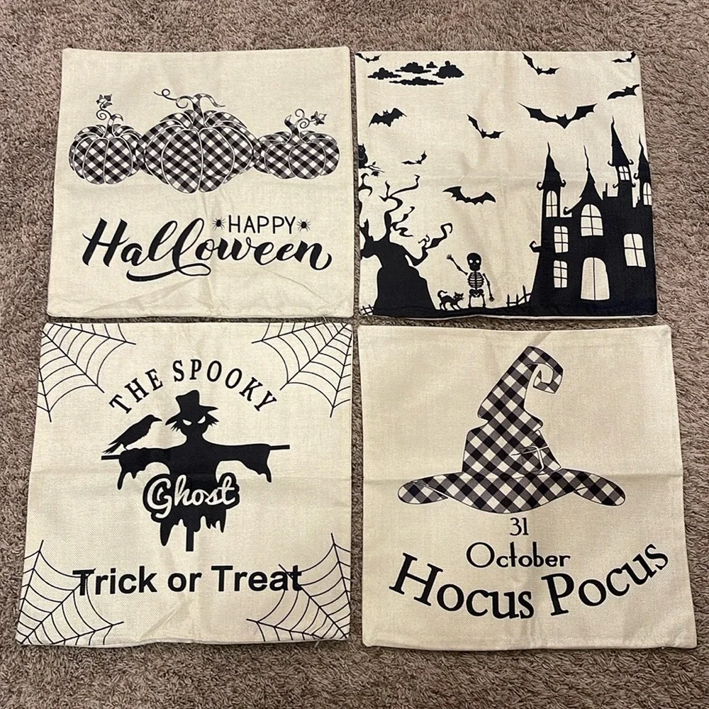 Halloween Set Of 4 Pillow Covers